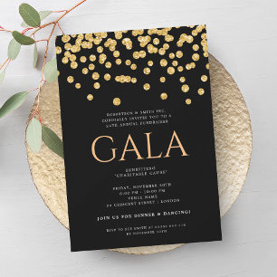 Formal Corporate Gala Ball Gold Glitzer Confetti Einladung