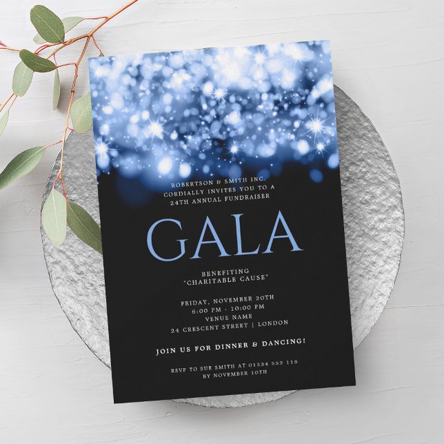 Formal Corporate Gala Ball Navy Sparkle Lights Einladung (Formal Corporate Gala Ball Navy Sparkle Lights Invitation)