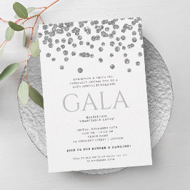 Formal Corporate Gala Ball Silver Glitzer Confetti Einladung