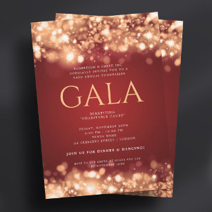 Formal Corporate Gala Red Gold Lichter Einladung
