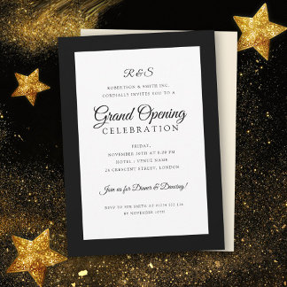 Formal Corporate Grand Opening Monogram Black  Einladung