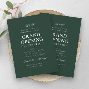 Formal Corporate Grand Opening Monogram Green Einladung