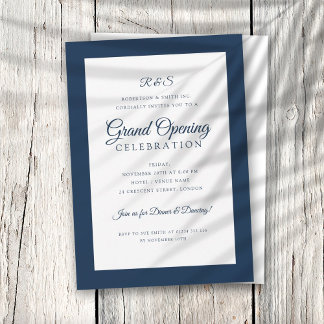 Formal Corporate Grand Opening Monogram Navy Einladung