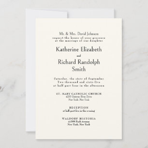 Formal Cream Wedding Bride Eltern Einladung