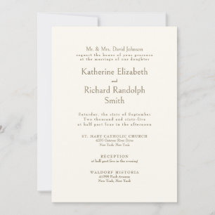 Formal Cream Wedding Bride Partys II Einladung