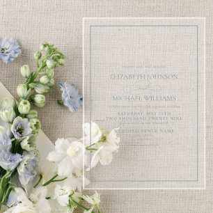 Formal Dusty Blue Classic Script Wedding Acryleinladungen