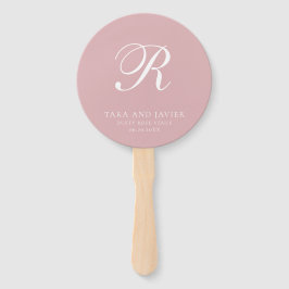 Formal Dusty Rose Rosa Monogramm Elegante Hochzeit Fächer