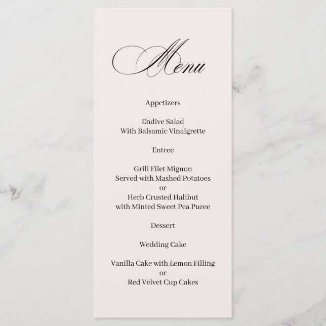 Formal Elegant Calligraphy Menu Menükarte (Vorderseite)
