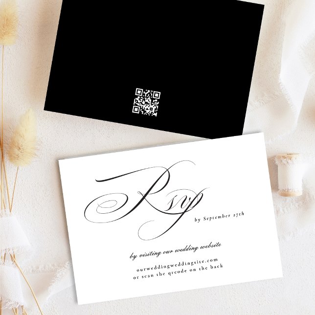 Formal Elegant Calligraphy Wedding Website QR CODE RSVP Karte (Von Creator hochgeladen)