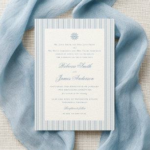 Formal Elegant Classic Blue Winter Wedding Einladung