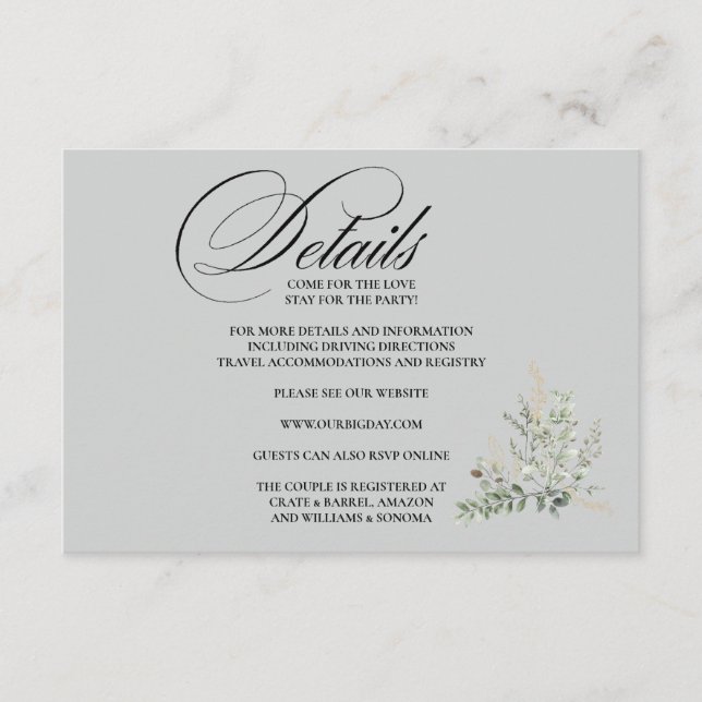Formal Elegant Enclosure Card Details Begleitkarte (Vorderseite)