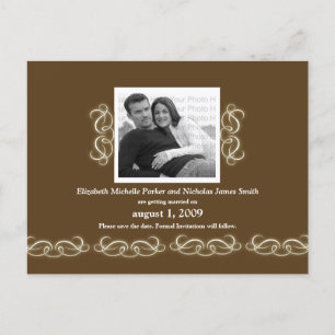 Formal Elegant Floral Save the Date Brown Ankündigungspostkarte