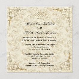 Formal Elegant Gold Akzent Blumenhochzeit einladen Einladung