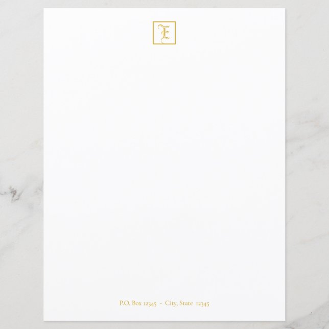 Formal Elegant Gold Monogram Letter Sheet (Vorderseite)