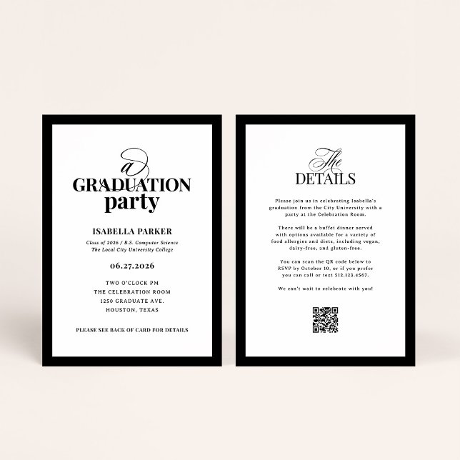 Formal Elegant Graduation Party | RSVP QR Code Einladung (Von Creator hochgeladen)