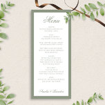 Formal Elegant Sage Green Border Script Hochzeit Menükarte<br><div class="desc">Das Formal Elegant Sage Green Border Script Wedding Menu fügt Ihrem Empfang eine raffinierte Touch hinzu. Dieses Menü mit einem raffinierten,  grünen Rahmen und elegantem Skript ergänzt perfekt eine zeitlose Hochzeitsästhesie. Ideal für Frühlings- und Sommerfeiern!</div>