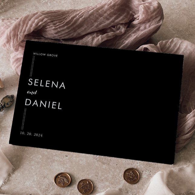 Formal Elegante Black Wedding Gold Foil Gästebuch (Von Creator hochgeladen)