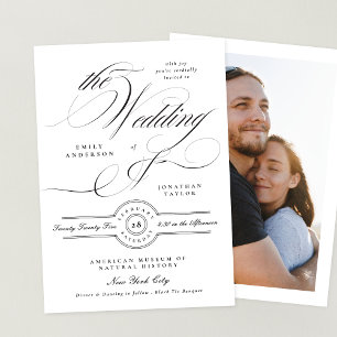 Formal Elegante Calligrafy Black Krawatte Foto Hoc Einladung