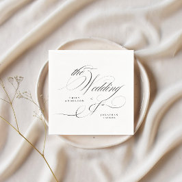 Formal Elegante Calligrafy Black Krawatte Hochzeit Serviette
