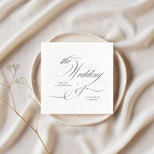 Formal Elegante Calligrafy Black Krawatte Hochzeit Serviette