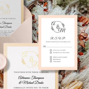 Formal Elegante einfache, moderne Blush Pink Hochz RSVP Karte