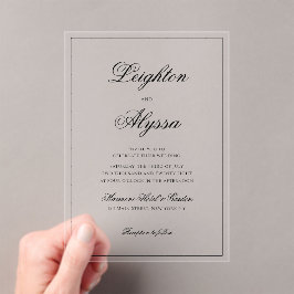 Formal elegante Kalligrafie Clear Overlay Hochzeit Acryleinladungen