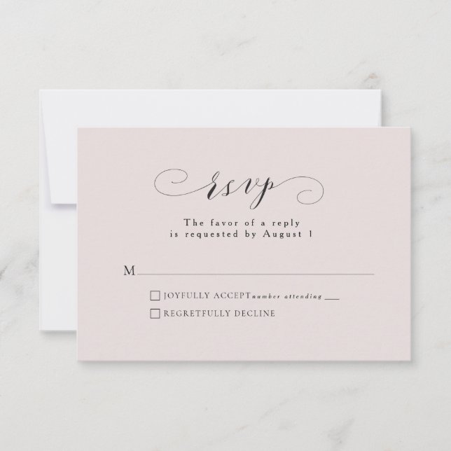 Formal elegante Rosa Hochzeit RSVP Karte (Vorderseite)