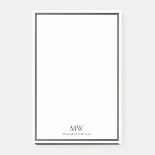 Formal Elegante Schwarz-weiße Grenzadresse Post-it Klebezettel