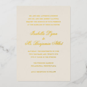 Formal Elegante traditionelle Goldvorkommen-Hochze Folieneinladung