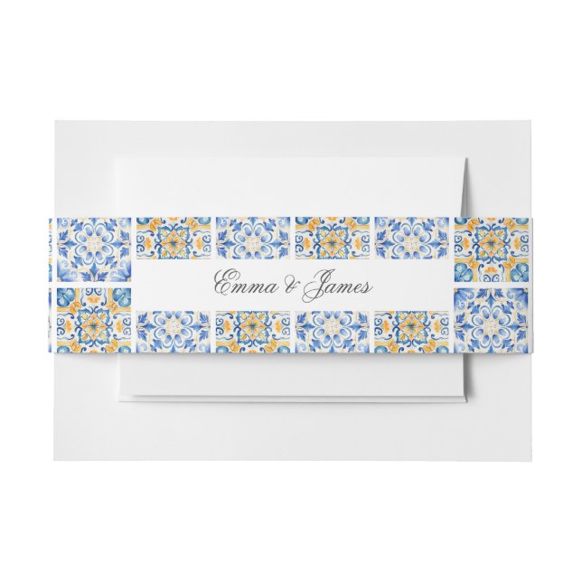 Formal elegante Wasserfarbe Italienische Fliesen H Einladungsbanderole (Vorderseite Beispiel)