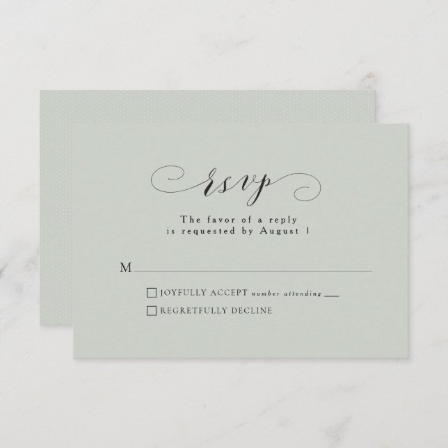 Formal elegante Weise grün Hochzeit RSVP Karte (Vorne/Hinten)