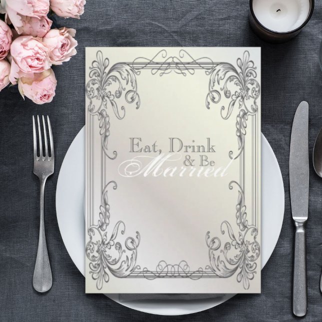 Formal elegante Wirbel Vintage Probe Abendessen Einladung (Formal elegant swirls vintage rehearsal dinner invitation)