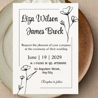 Formal Floral Crest Monogram Wedding Invitation Einladung