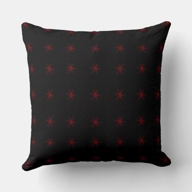 Formal Floral Square Conundrum Black Red Kissen (Rückseite)