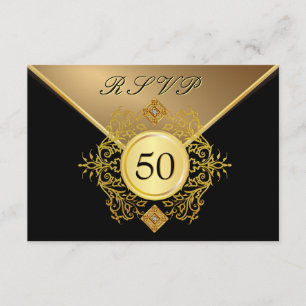 Formal Gold Black 50. Geburtstagsjubiläum UAWG RSVP Karte