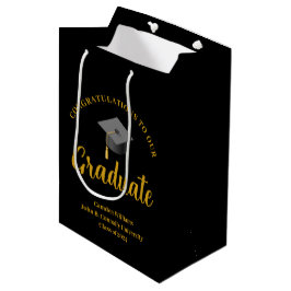 Formal Gold Black Graduation Party Personalisiert Mittlere Geschenktüte