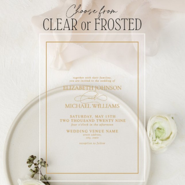 Formal Gold Classic Script Wedding Acryleinladungen (Von Creator hochgeladen)
