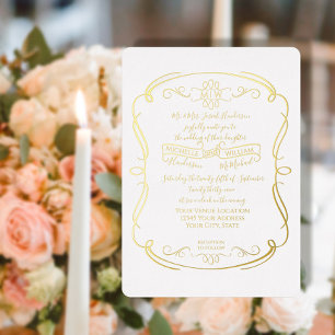 Formal Gold Foil Vintage Scrolls Hochzeit Folieneinladung
