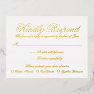 Formal Gold Foil Wedding RSVP Card Folie Einladungspostkarte