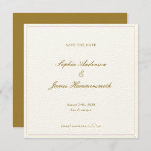 Formal Gold Ochre Frame Script Hochzeit Save The Date