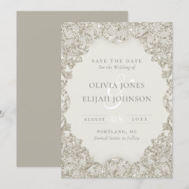 Formal Gold Sparkle Vintag Elegance Save the Date Einladung