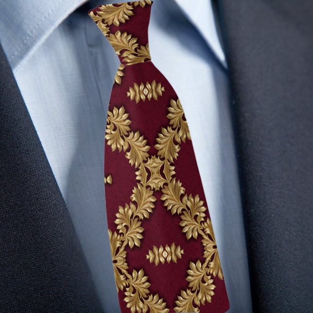 Formal Gold und Ruby Pattern Necktie Krawatte (Von Creator hochgeladen)