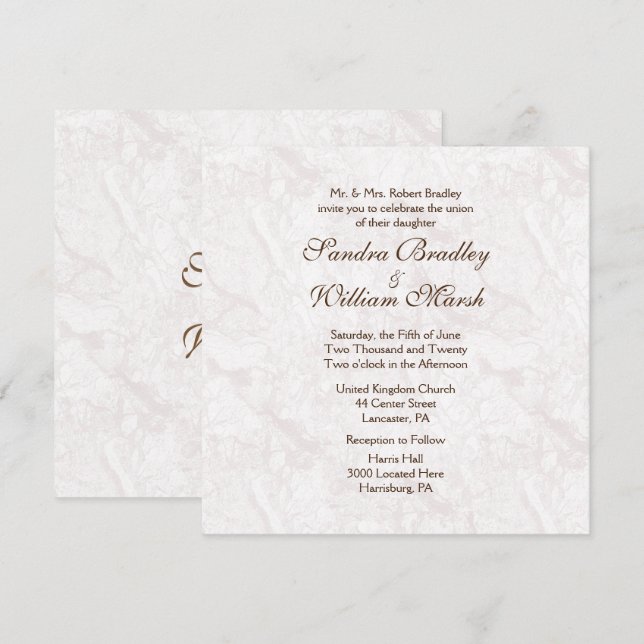 Formal Granite Look Einladung Hochzeit (Vorne/Hinten)