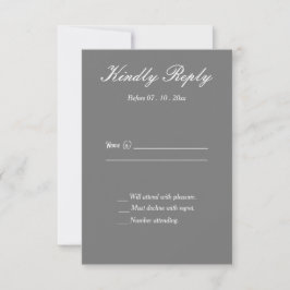 Formal graue und weiße Hochzeitkarte RSVP Karte