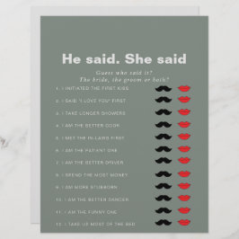 Formal Green sagte er, sie sagte Brautparty Game