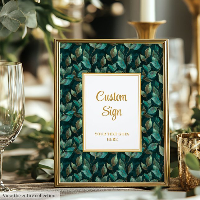 Formal Grün Grün Gold Hochzeit Custom Poster (Formal Emerald Green Gold Greenery Wedding Custom Poster)