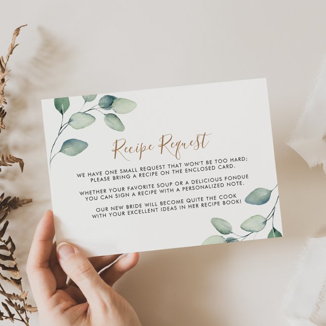 Formal grünes Leaf Hochzeitsrezepte Begleitkarte (Von Creator hochgeladen)