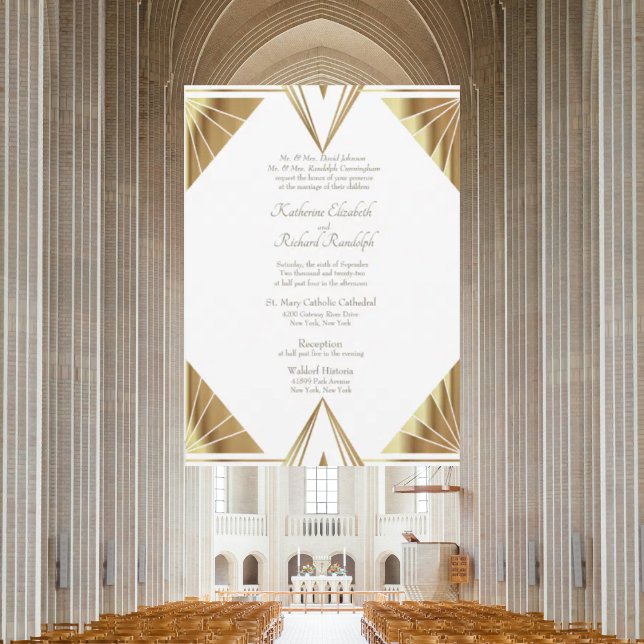 Formal Hochzeitsglanz Gold Rahmen White Wedding Einladung (Von Creator hochgeladen)