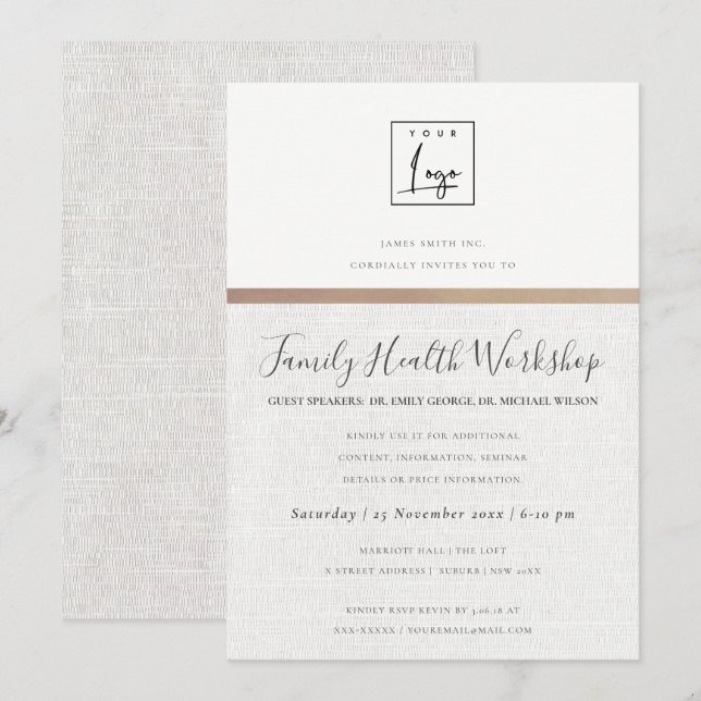 FORMAL IMITATS GOLD GREEN STRIPE LINE WORKSHOP ERE EINLADUNG (Vorne/Hinten)