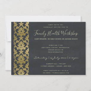 FORMAL IMITATS GOLD NAVY DAMASK WORKSHOP-VERANSTAL EINLADUNG